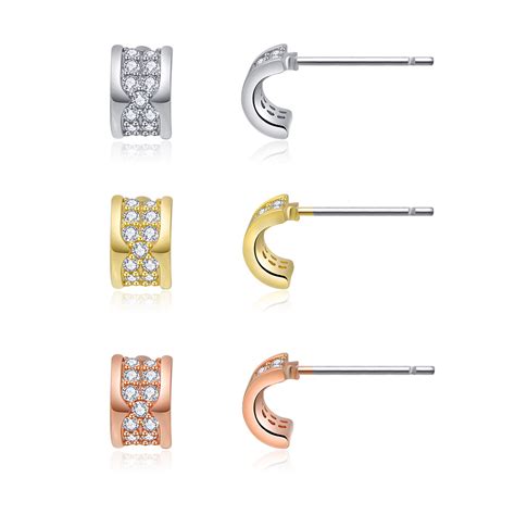 Mini Curved Pave Earring Set Jr Fashion Accessories