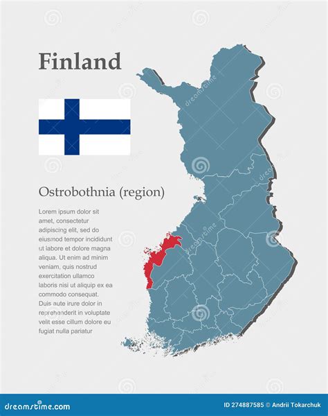 Vektorkarte Finland Region Ostrobothnia Vektor Abbildung Illustration