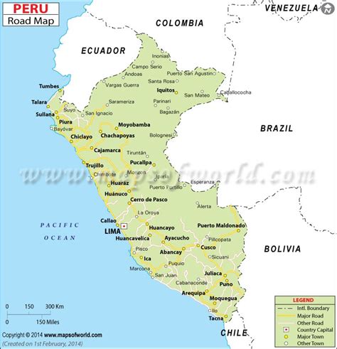 Peru Road Map Detailed Road Map Of Peru