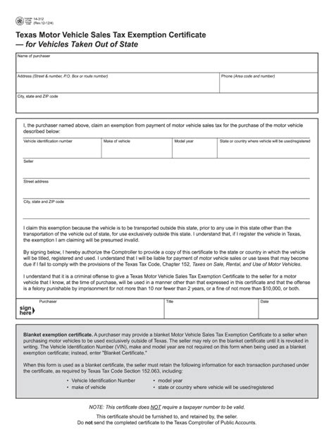 Vehicle Sales Tax Exemption 2012 2024 Form Fill Out And Sign