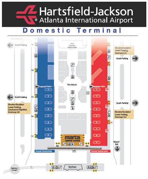 Atlanta Airport Map Domestic Terminal South Atlanta Airport