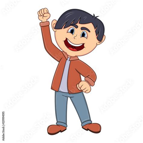 Boy Raised His Hand Cartoon Vecteur Stock Adobe Stock