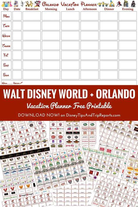 Orlando Walt Disney World Vacation Planner Free Printable The