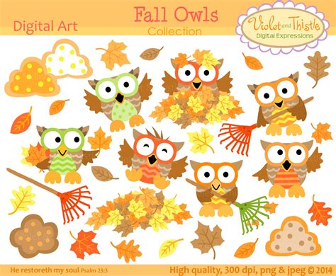 Fall Owl Clipart Clip Art Fall Owls Clipart Oak Maple Leaves
