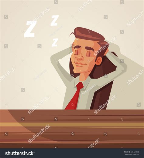 Sleepy Office Worker Man Character Vector Flat Cartoon Illustration