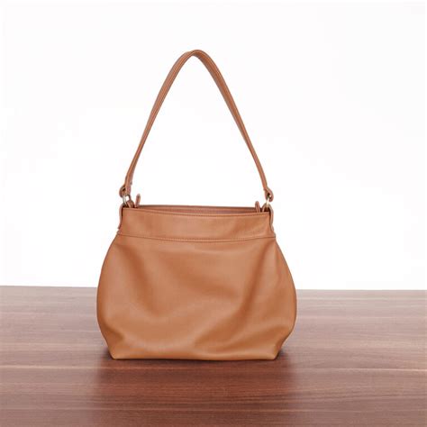 Small Tan Leather Hobo Bag Slouchy Shoulder Purse Laroll Bags