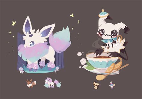 Eevee Mimikyu Galarian Ponyta And Polteageist Pokemon Drawn By