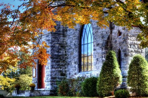 Stone Church In Autumn Setting Free Stock Photo Public Domain Pictures