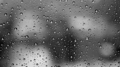 Black And White Background Of Rain Drops On Glass Window