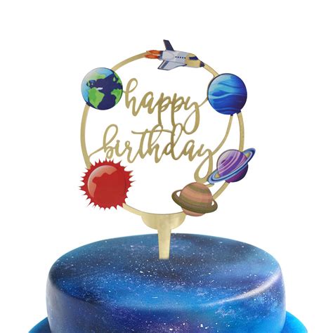 Buy Happy Birthday Acrylic Cake Toppers For Outer Space Theme Birthday