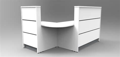 Standard Unit Union Reception Desk Finished In White With Silver Shadow