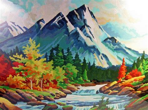 Vintage Painting Paint By Number Landscape Autumn 18 X