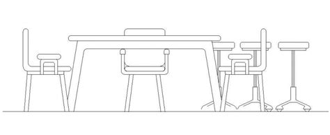 Elevation Of The Rectangular Dining Table With 3 Chairs Cadbull