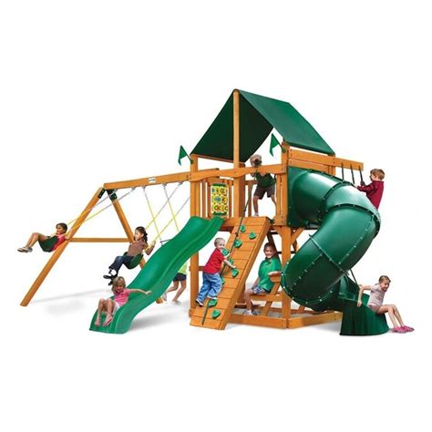 Gorilla Playsets Mountaineer Residential Wood Playset With Swings In