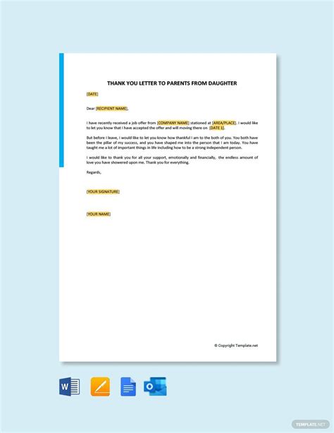 Parents Thank You Letter Template In Pdf Free Download