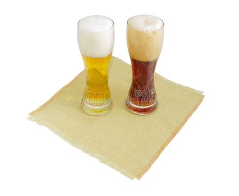 Two Beer Glass With Lager Beer And Dark Beer Stock Photo Image Of