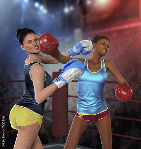 Young Women Boxing Fight Stock Illustration Adobe Stock