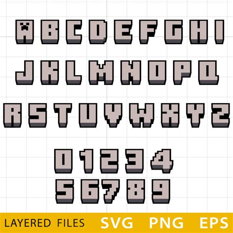 Minecraft 3d Font Svg Minecraft Font Cricut Alphabet Minec Inspire