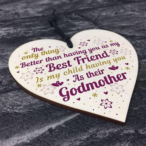 Best Friend Godmother Ts Wooden Heart Plaque Thank You Friend