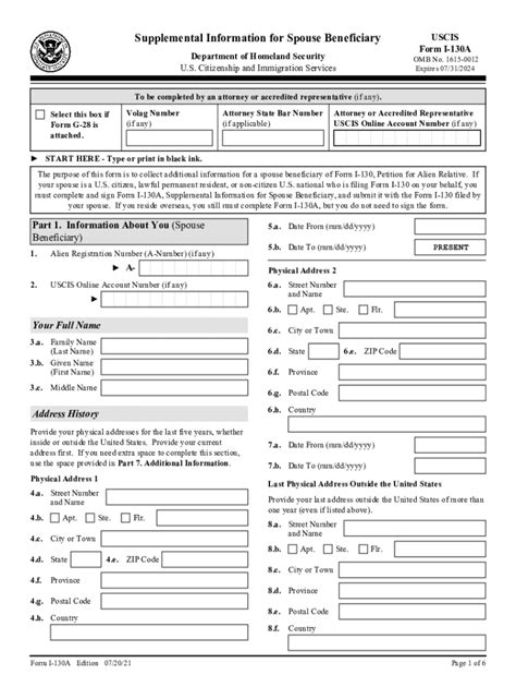 2021 2024 Form Uscis I 130a Fill Online Printable Fillable Blank
