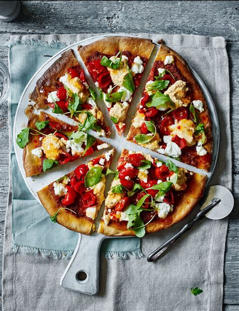 This Pizza Recipe Has A No Rise Dough And Is Topped With Houmous And