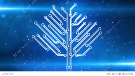 Blue Circuit Board Electronic Hi Tech Growing Tree Stock Animation