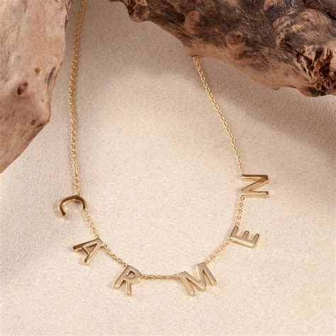 Initial Letter Gold Necklace 14k Solid Gold Initial Letter Etsy