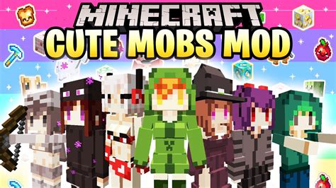 Cute Mobs Mod 1122 Minecraft Mod Review Español Mobs Adorables Chicas Kawaii Y Más