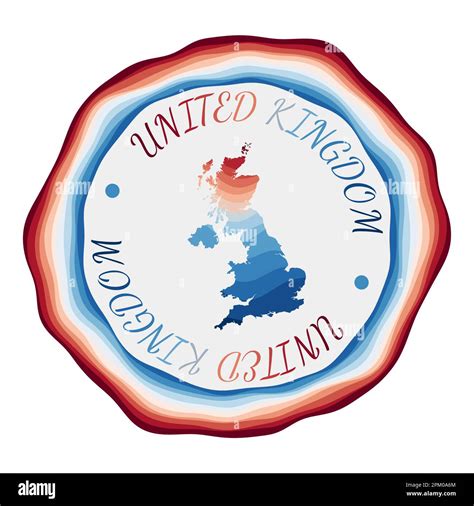United Kingdom Badge Map Of The Country With Beautiful Geometric Waves