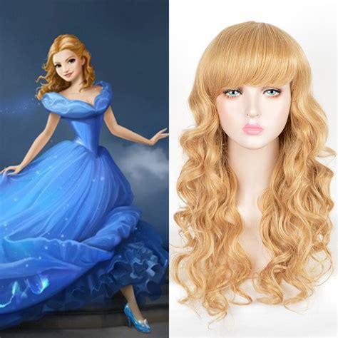 Cinderella Anime Wig Blonde Long Wavy Kinky Synthetic Wig Queen Hair