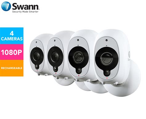 Swann Smart Home Security 1080p Full Hd Wireless Cameras 4 Pack Catch