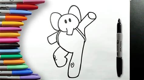 How To Draw Elly From Pocoyo With Colored Markers Step By Step Easy For