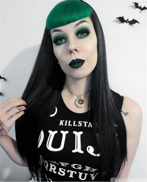 goth model gothabilly vintage horror bangs halloween face makeup