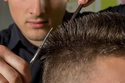 This is a basic guide which could fit majority of population. Men S Hair Cutting With Scissors In A Beauty Salon Stock ...