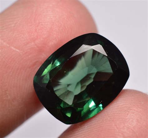 Facet Loose Gemstones 1030 Ct Natural Rare Deep Dark Green Etsy