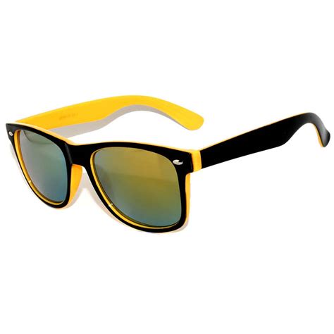 Two Tone Mirror Lens Yellow Frame Sunglasses Re001ttmye One Pair