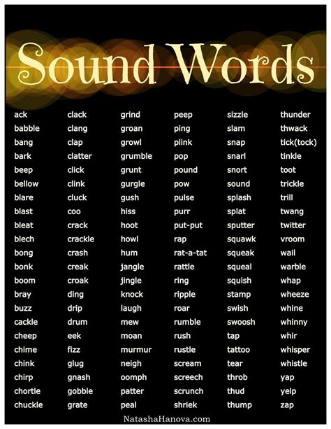 Write What You Hear Words Used To Describe Sound Sound Words