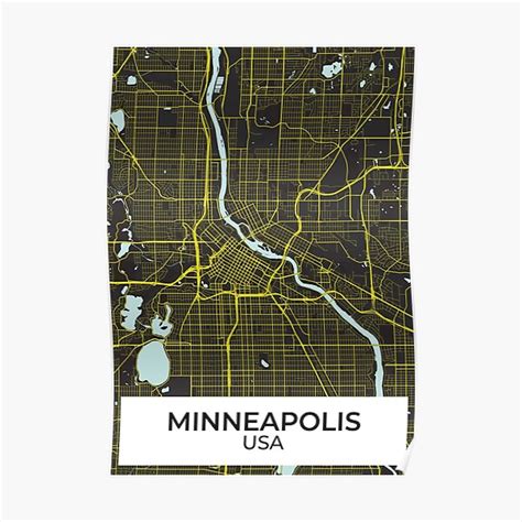 Minneapolis Map Poster Minneapolis City Map Minneapolis Art