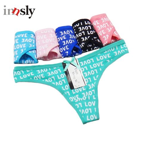 Innsly 5 Piecesset G Strings Women Sexy Underwear Printed Letters Female Cotton Thongs Shopee