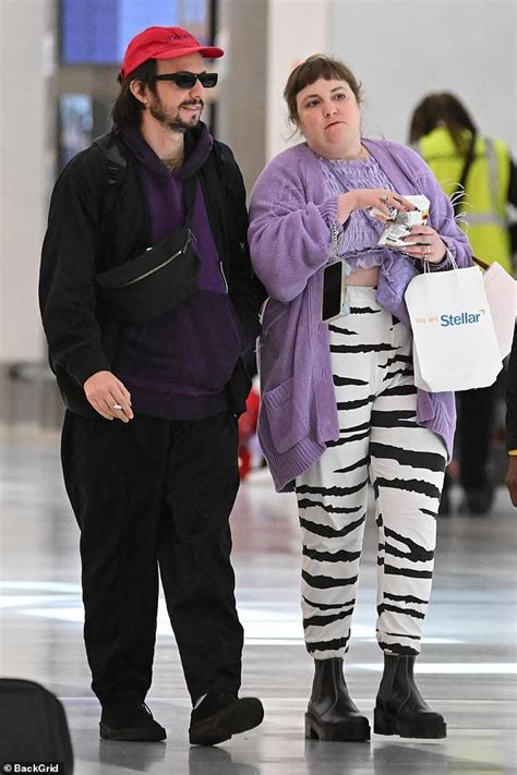 Lena Dunham Bares Her Midriff In Ruched Crop Top Upon Landing At Jfk With Husband Luis Felber