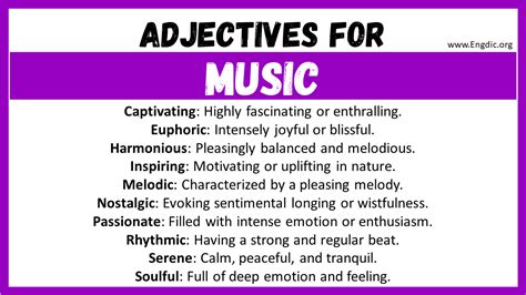 Best Words To Describe Music Adjectives For Music Engdic