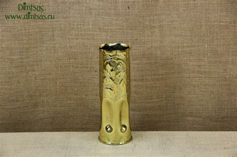Trench Art Brass Shell Casing Engraved Leaves Size No4
