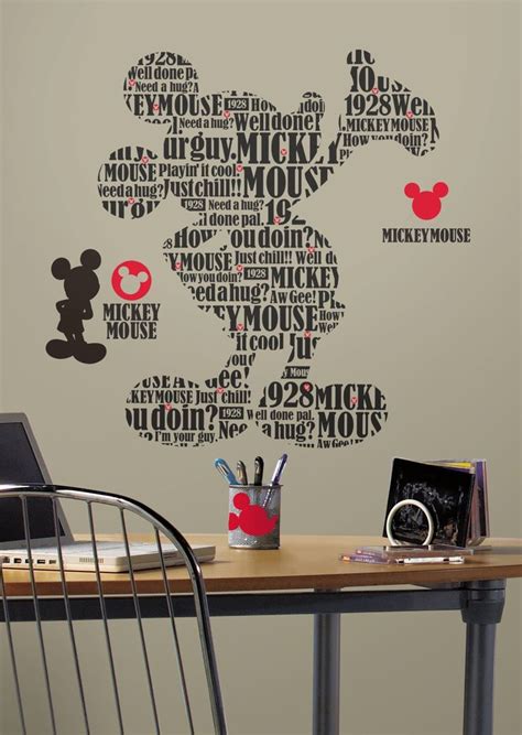Mickey And Friends Typography Mickey Mouse Peel And Stick Giant Wall Dec