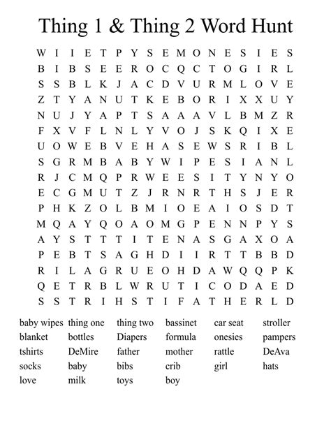 Thing 1 And Thing 2 Word Hunt Word Search Wordmint