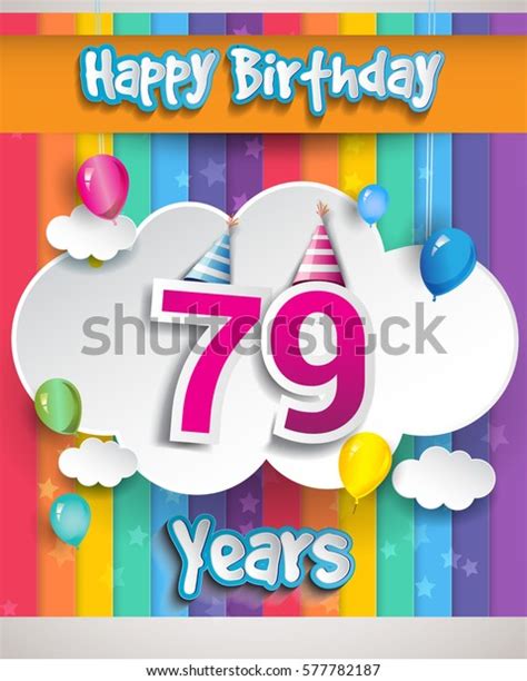 79 Years Birthday Celebration Balloons Clouds Stock Vector Royalty