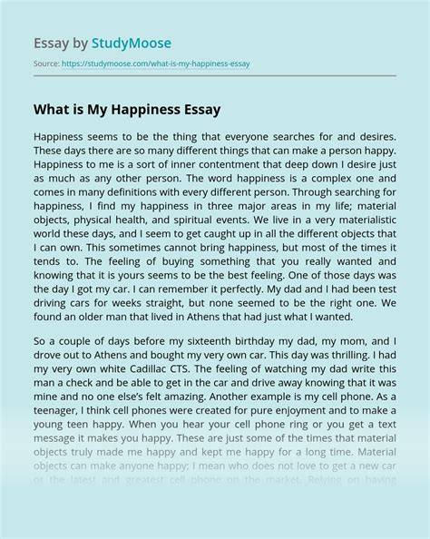 Essay Examples What Is Happiness Essay