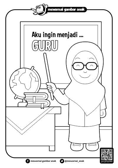 Mewarnai Gambar Anak Mewarnai Gambar Cita Cita Guru