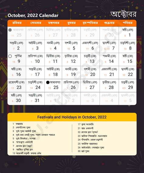 Bengali Calendar 2022 বাংলা উৎসব এবং ছুটির দিন 2022
