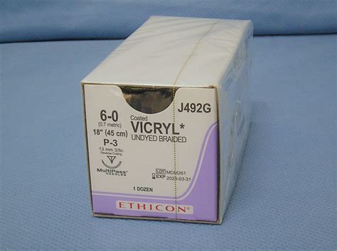 Ethicon J492g Vicryl Suture 6 0 18 P 3 Reverse Cutting Needle Da