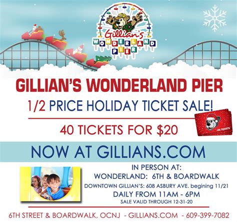 Enjoy a day of fun with over 11 different attractions. Gillian's Wonderland Pier Half-Price Ticket Sale! | Fox ...